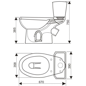 Унитаз-компакт напольный с бачком и сиденьем Оскольская керамика Элисса 43355110202