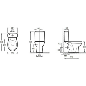 Чаша напольного унитаза Jacob Delafon Patio UJD102RU-00
