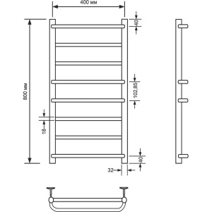 Полотенцесушитель водяной Comfysan Puro W-8 80х40 хром
