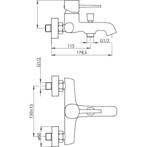 Купить Смеситель для ванны с душем Damixa Sirius 861000000 в Москве с доставкой Смеситель для ванны с душем Damixa Sirius 861000000