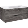 Тумба с раковиной Vincea Chiara 2D 100, 2 ящика, камень, с белой раковиной