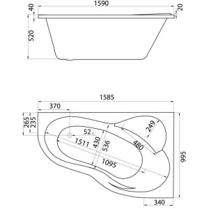 Акриловая ванна Santek Ибица XL 160x100 1.WH11.2.037 правая