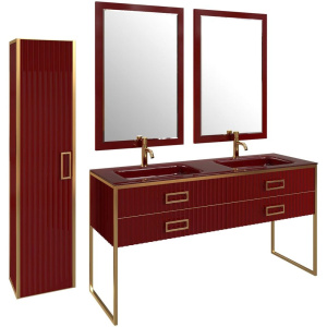 Шкаф-пенал Armadi Art Monaco подвесной, бордо глянец, золото