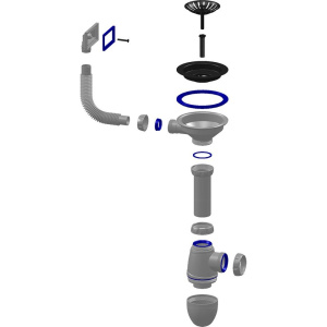 Купить Сифон для мойки Unicorn В410 с прямоугольным переливом в Москве с доставкой Сифон для мойки Unicorn В410 с прямоугольным переливом