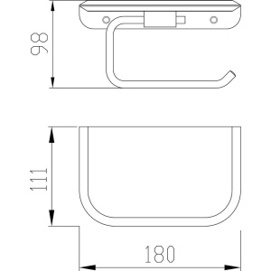 Держатель туалетной бумаги Cezares Liner PHM-01 с полкой для телефона, хром