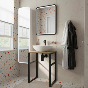 Купить Консоль DIWO Элиста 60 светлое дерево, с раковиной Moduo 55 Leaf в Москве с доставкой Консоль DIWO Элиста 60 светлое дерево, с раковиной Moduo 55 Leaf