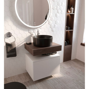 Мебель для ванной STWORKI Ольборг 60 столешница дуб карпентер, без отверстий, с тумбой 60