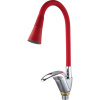 Смеситель для кухни Fashun A4403+A7358 с гибким изливом, хром, красный