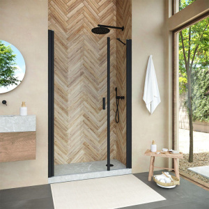 Купить Душевая дверь в нишу Vegas Glass EP-F-2 Novo 160 02М 01 L профиль черный матовый, стекло прозрачное в Москве с доставкой Душевая дверь в нишу Vegas Glass EP-F-2 Novo 160 02М 01 L профиль черный матовый, стекло прозрачное