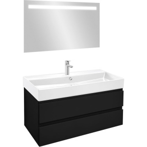 Тумба с раковиной Jacob Delafon Madeleine 100 черная матовая, раковина белая глянцевая