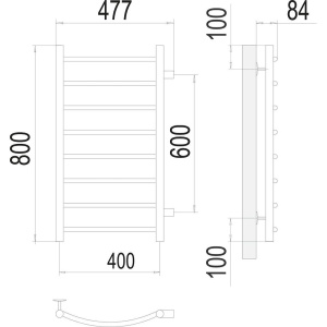 Полотенцесушитель водяной Terminus Классик П8 400x800 с боковым подключением 600