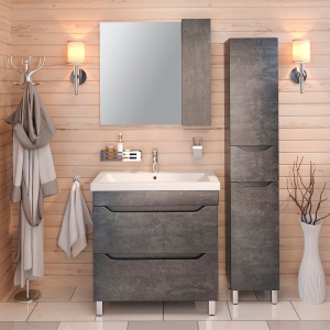 Тумба с раковиной Emmy Стоун 80 напольная, серый бетон
