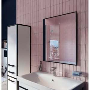 Зеркало DIWO Элиста, 60 черное, с подсветкой, прямоугольное, инфракрасный выключатель, настенное