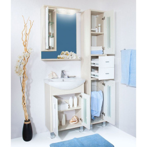 Зеркало Бриклаер Бали L 62 светлая лиственница, белый глянец