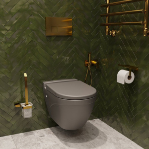 Держатель туалетной бумаги DEKOR BANYO SS 304 Gold, золотой, с полкой для телефона