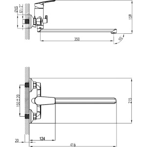 Универсальный смеситель Milardo Horizont HORSB02M10