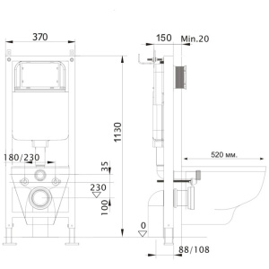 Инсталляция для подвесного унитаза Aquatek Standart 37 INS-0000017