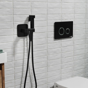 Гигиенический душ Wasserkraft Nuthe 9138 со смесителем, С ВНУТРЕННЕЙ ЧАСТЬЮ, черный soft-touch