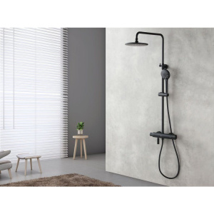 Душевая стойка Lemark Bronx LM3772BL c термостатом, черная