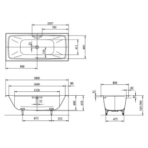 Стальная ванна Kaldewei Cayono Duo 180x80 easy-clean mod. 725 272500013001