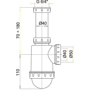 Купить Сифон для мойки AlcaPlast A443 с накидной гайкой 6/4 в Москве с доставкой Сифон для мойки AlcaPlast A443 с накидной гайкой 6/4