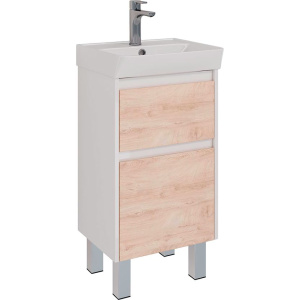 Тумба с раковиной Lemark Combi 45, дуб кантри, белая глянцевая