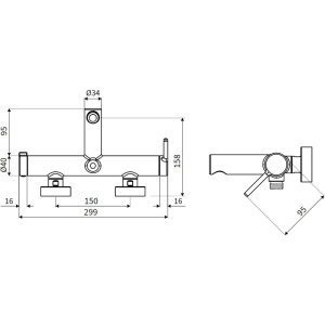 Смеситель для ванны с душем Excellent Pi AREX.1205BL