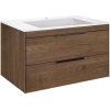 Тумба с раковиной Vincea Chiara 2D 80, 2 ящика, дуб табак, с белой раковиной