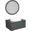 Мебель для ванной La Fenice Terra 80 серая, черная столешница, матовая раковина