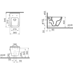Унитаз подвесной VitrA Integra Square 7082B003-7209 с функцией биде и встроенным смесителем