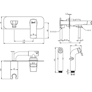 Гигиенический душ Lemark Ursus LM7220BL со смесителем, С ВНУТРЕННЕЙ ЧАСТЬЮ