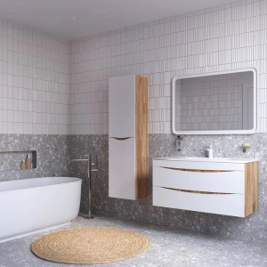 Шкаф-пенал IDDIS Cloud белый, золотистый дуб