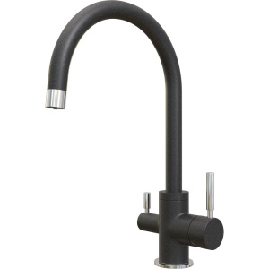 Комплект Мойка кухонная Ulgran U-406 -308 черная + Смеситель Domaci Солерно DC-3007 морион