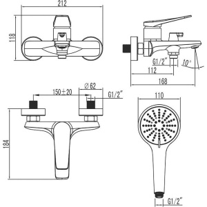 Смеситель для ванны с душем Lemark Bronx LM3714BL черный