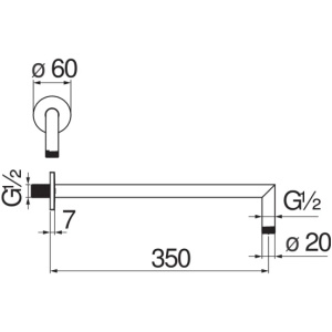 Кронштейн для верхнего душа Nobili AD138/44IX нержавеющая сталь