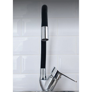 Купить Смеситель для кухни РМС SL137BL 016F хром, черный, с гибким изливом в Москве с доставкой Смеситель для кухни РМС SL137BL 016F хром, черный, с гибким изливом