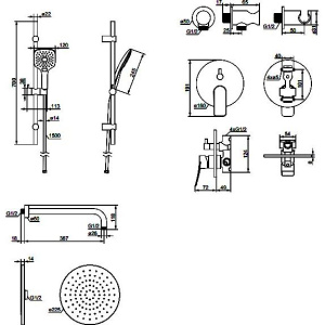 Душевой комплект Damixa Galaxy DXE7514020 С ВНУТРЕННЕЙ ЧАСТЬЮ