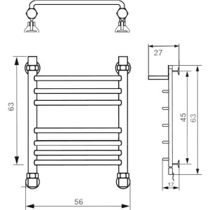 Полотенцесушитель водяной Ника Quadro Л 90 г2 ВП 60/50