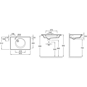 Раковина Jacob Delafon Odeon Rive Gauche EXAW112-Z-00 80 см