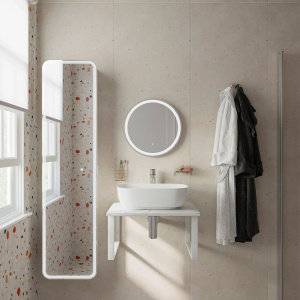 Столешница с раковиной DIWO Элиста 60 белый мрамор, с раковиной Moduo 50 Square