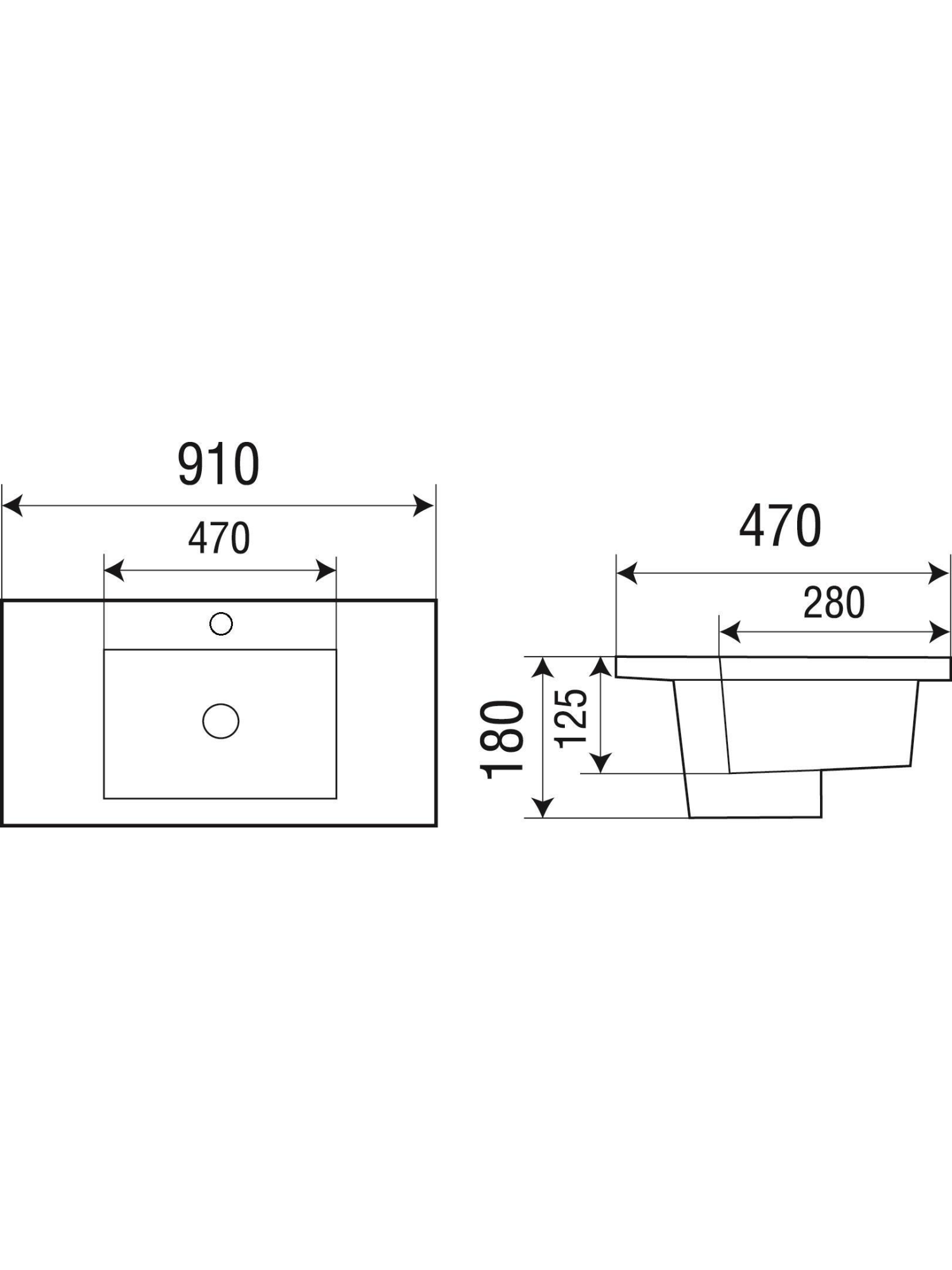 Раковина врезная 910х470х180 WeltWasser DEILBACH 7506-90 (10000003903)