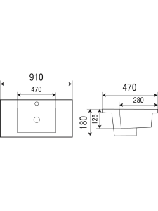 Раковина врезная 910х470х180 WeltWasser DEILBACH 7506-90 (10000003903)