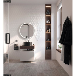 Мебель для ванной STWORKI Ольборг 60 столешница дуб карпентер, без отверстий, с тумбой 60