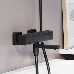 Купить Термостатический смеситель Damixa Gala 533000300 для ванны с душем, черный в Москве с доставкой Термостатический смеситель Damixa Gala 533000300 для ванны с душем, черный