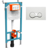 Комплект Унитаз подвесной VitrA Shift 7742B003-0075 белый глянцевый + Крышка DIWO Шифт 0405 с микролифтом + Инсталляция 800-2009 с кнопкой смыва, белая
