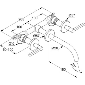 Смеситель для раковины Kludi Nova Fonte Puristic 201440515 С ВНУТРЕННЕЙ ЧАСТЬЮ