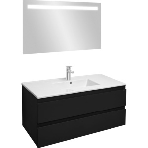 Тумба с раковиной Jacob Delafon Madeleine 100 черная матовая, раковина белая