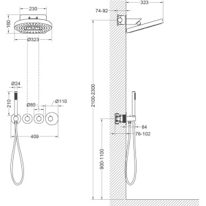Душевой комплект Timo Saona SX-2329/17SM С ВНУТРЕННЕЙ ЧАСТЬЮ, с термостатом, матовое золото
