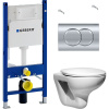 Комплект Унитаз подвесной Roca Mateo + Крышка DIWO Матео 0346 с микролифтом + Инсталляция Geberit Duofix Delta 458.149.21.1 с кнопкой смыва, хром