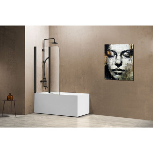 Шторка на ванну Vincea VSB-12114CLB 114 см, профиль черный, стекло прозрачное